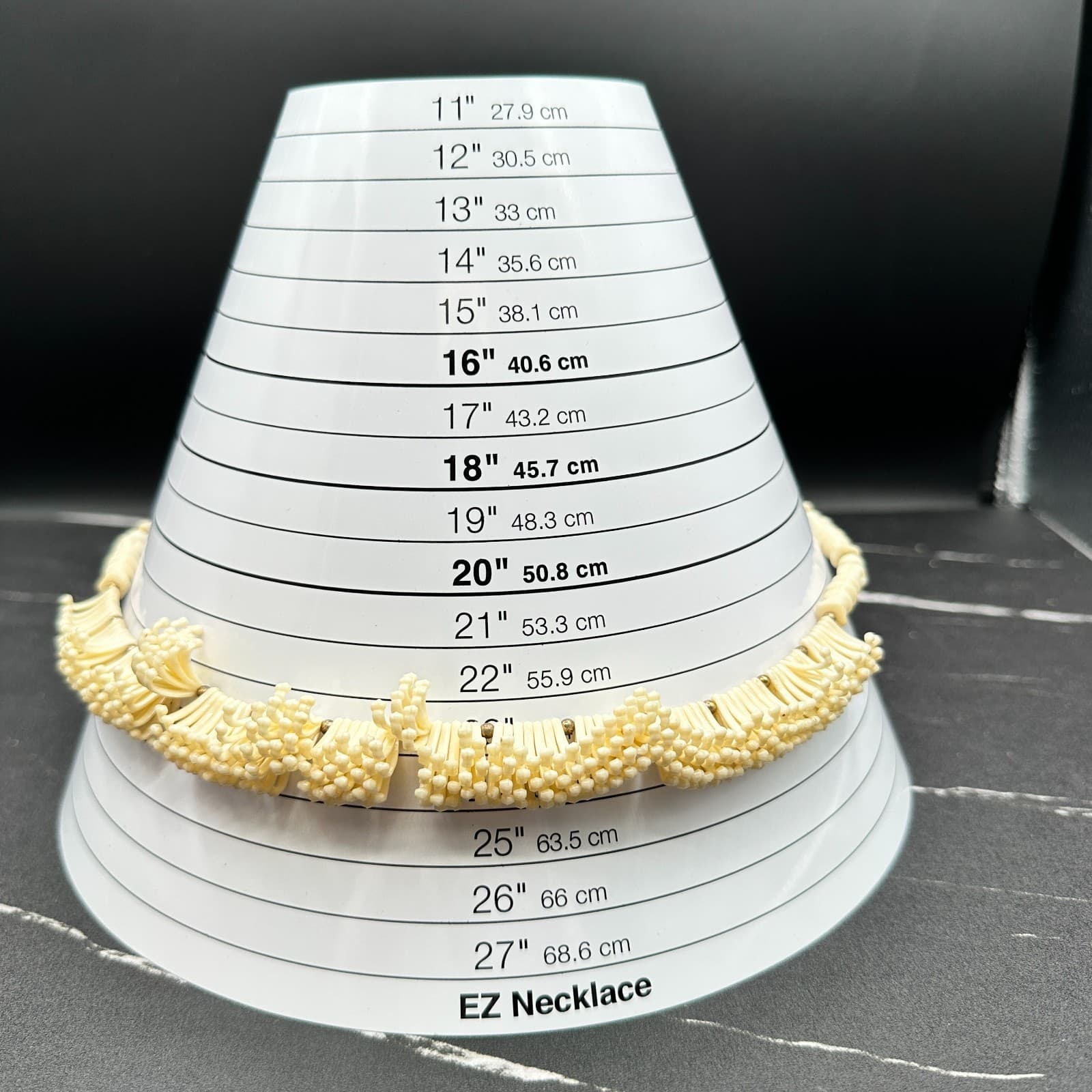 Vintage Bone Colored Tassel Fringe Bib Necklace Matinee Beach Boho 24 in - Thumbnail 2