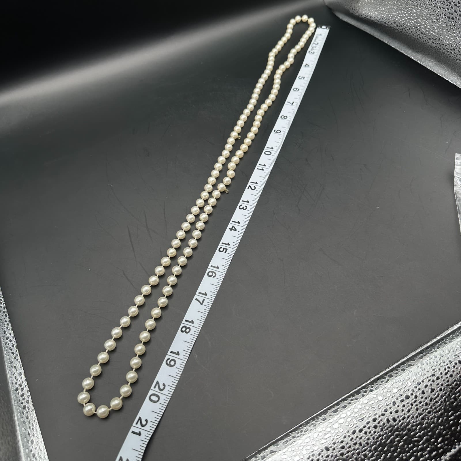 Vintage 90s Cream Faux Pearl Opera Length Necklace Single Strand Minimalist - Thumbnail 7