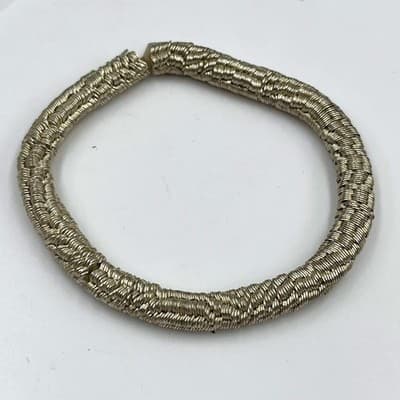 Vintage Silver Tone Coiled Wire Wrap Bracelet Textured Multi Strand Cuff Bangle - Image 1