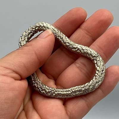 Vintage Silver Tone Coiled Wire Wrap Bracelet Textured Multi Strand Cuff Bangle - Thumbnail 5