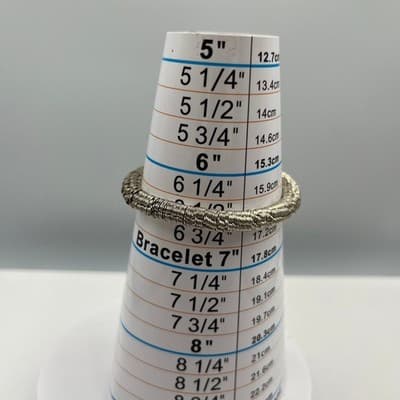 Vintage Silver Tone Coiled Wire Wrap Bracelet Textured Multi Strand Cuff Bangle - Thumbnail 8