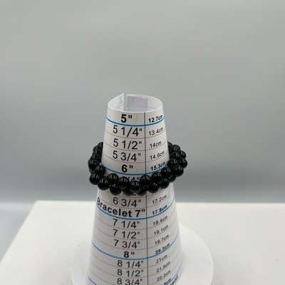 Vintage Black Double Strand Beaded Stretch Bracelet Glossy Round Beads Classic - Thumbnail 7