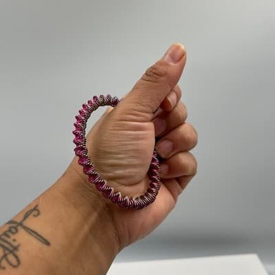 Vintage Rainbow Iridescent Coil Wrap Stretch Bracelet Multicolor Metallic Wire - Thumbnail 7