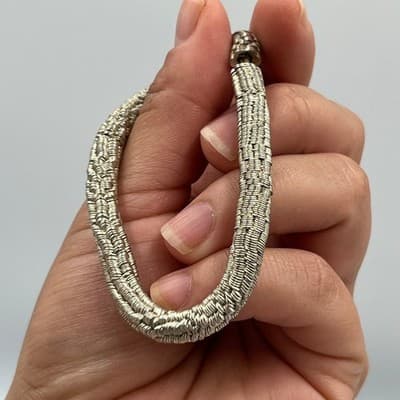 Vintage Silver Tone Coiled Wire Wrap Bracelet Textured Multi Strand Cuff Bangle - Thumbnail 7