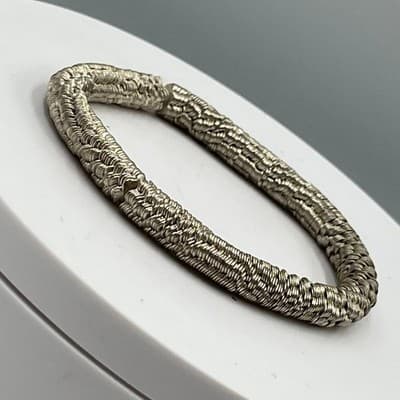 Vintage Silver Tone Coiled Wire Wrap Bracelet Textured Multi Strand Cuff Bangle - Thumbnail 4