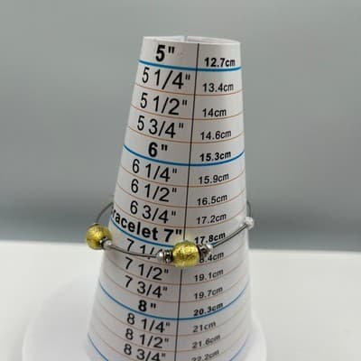 Vintage Adjustable Wire Bangle Bracelet Gold Foil Glass Beads Rhinestone Accents - Thumbnail 8