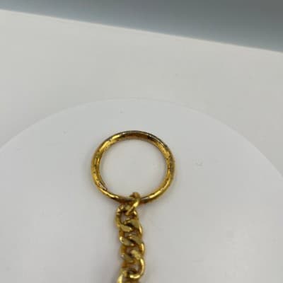 VTG Jerusalem Menorah Keychain Red Enamel Gold Tone Judaica Souvenir Key Ring - Thumbnail 2