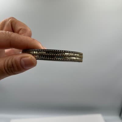 Vintage Silver Tone Multi Row Beaded Bangle Bracelet Mixed Metal Textured Retro - Thumbnail 8