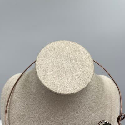 VTG Copper Tone Statement Collar Necklace Abstract Wire Wrapped Mixed Media Disk - Thumbnail 2