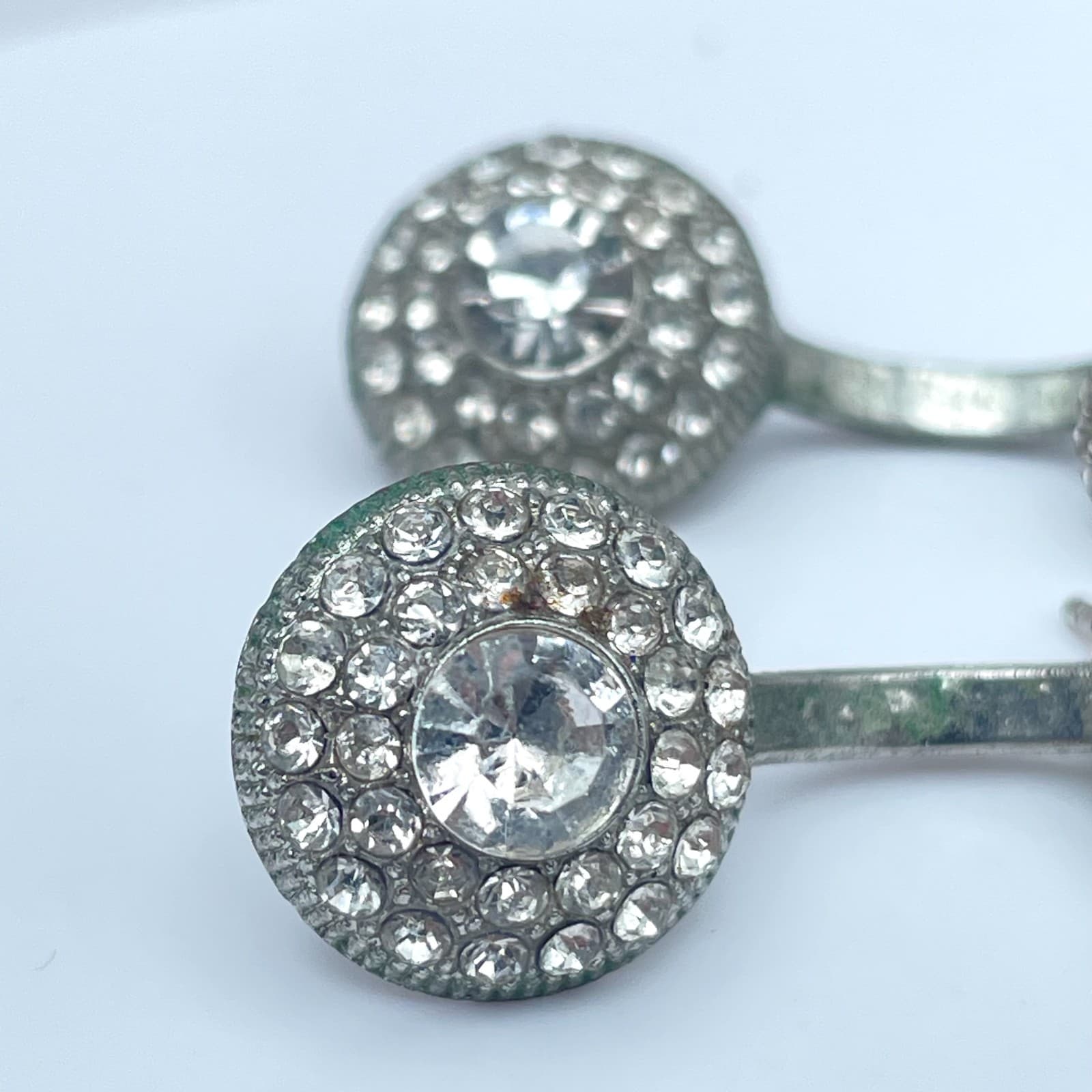 Vintage Y2K 925 Sterling Silver Clear Glass Earrings Women's Fashion Jewelry - Thumbnail 3