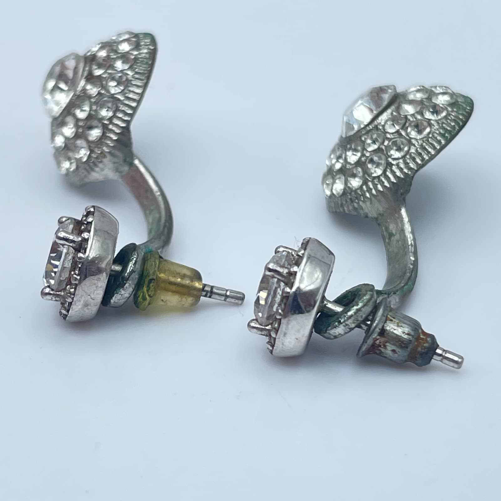 Vintage Y2K 925 Sterling Silver Clear Glass Earrings Women's Fashion Jewelry - Thumbnail 4