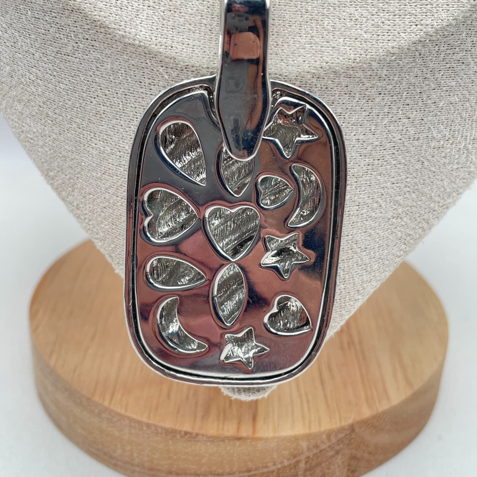 Vintage Silver-Tone Fashion Pave Statement Elongated Albion Pendant Necklace - Thumbnail 2