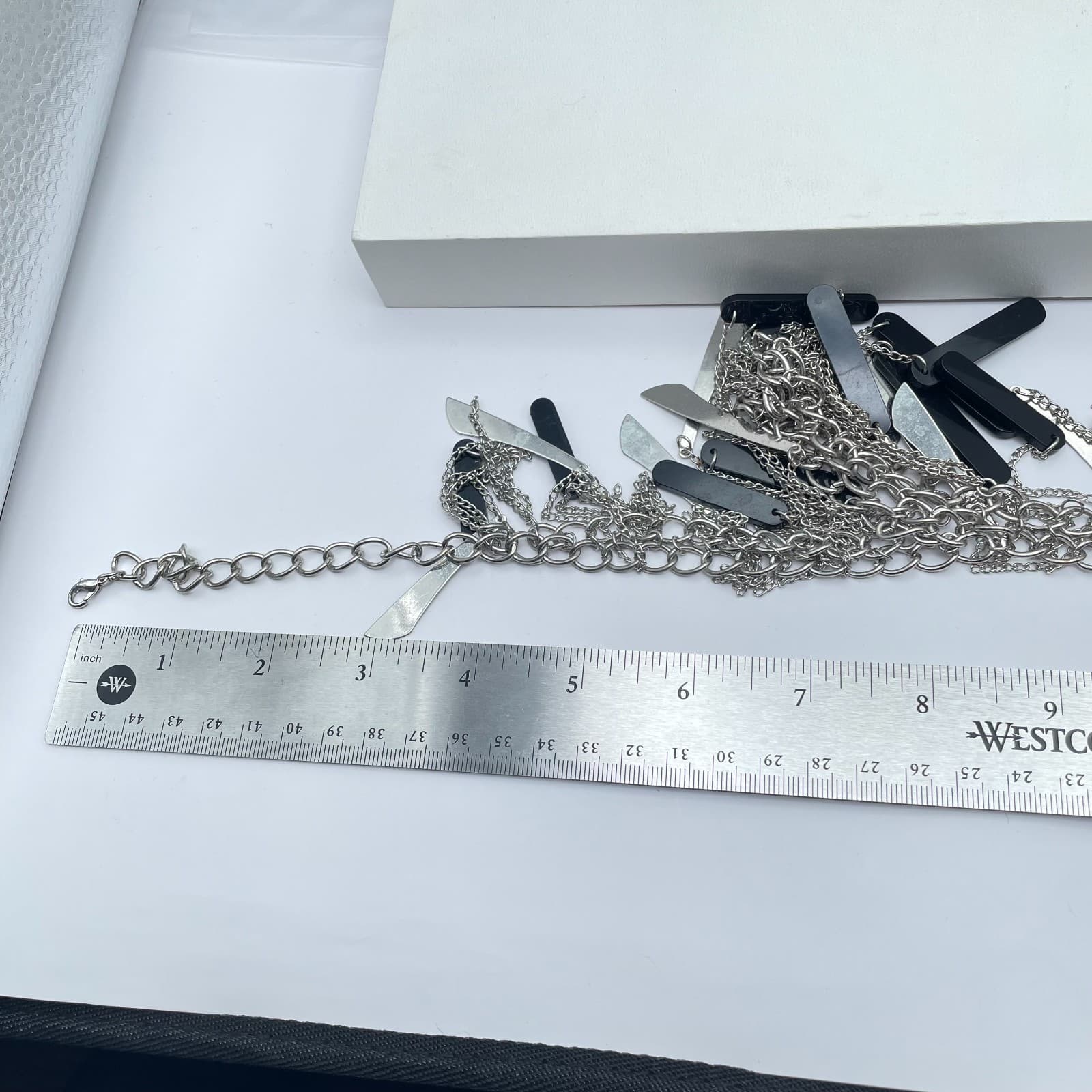 Contemporary Silver-Tone Statement Chain Fringe Bib Layered Lobster Necklace - Thumbnail 2