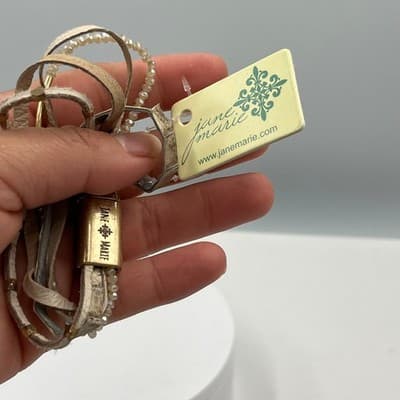 Jane Marie Layered Wrap Bracelet Neutral Leather Beaded Gold JM6278 Snake Print - Thumbnail 8