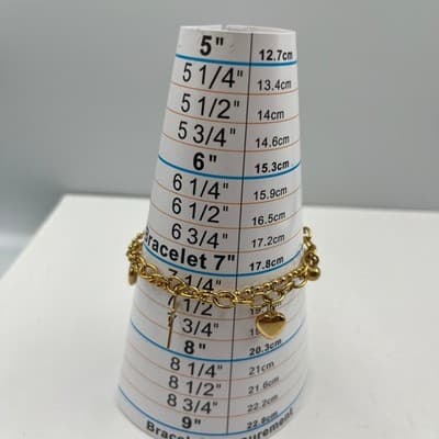 Lot of 2 Vintage Gold Tone Charm Bracelet Cross Heart Multi Chain Layered Dangle - Thumbnail 6