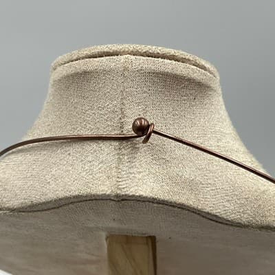 VTG Copper Tone Statement Collar Necklace Abstract Wire Wrapped Mixed Media Disk - Thumbnail 7