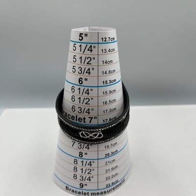 Vintage Black Leather Rhinestone Infinity Heart Bracelet Silver Tone Adjustable - Thumbnail 8