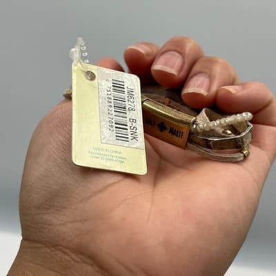 Jane Marie Layered Wrap Bracelet Neutral Leather Beaded Gold JM6278 Snake Print - Thumbnail 5