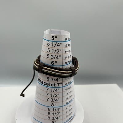 Vintage Brown Multi-Strand Leather Cord Adjustable Bracelet Neutral Earth Tone - Thumbnail 7