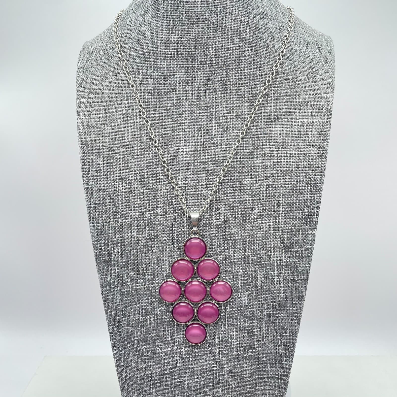 Charming Charlie Silver-Tone Mod Revival Cats Eye Cluster Grape Pendant Necklace - Thumbnail 2