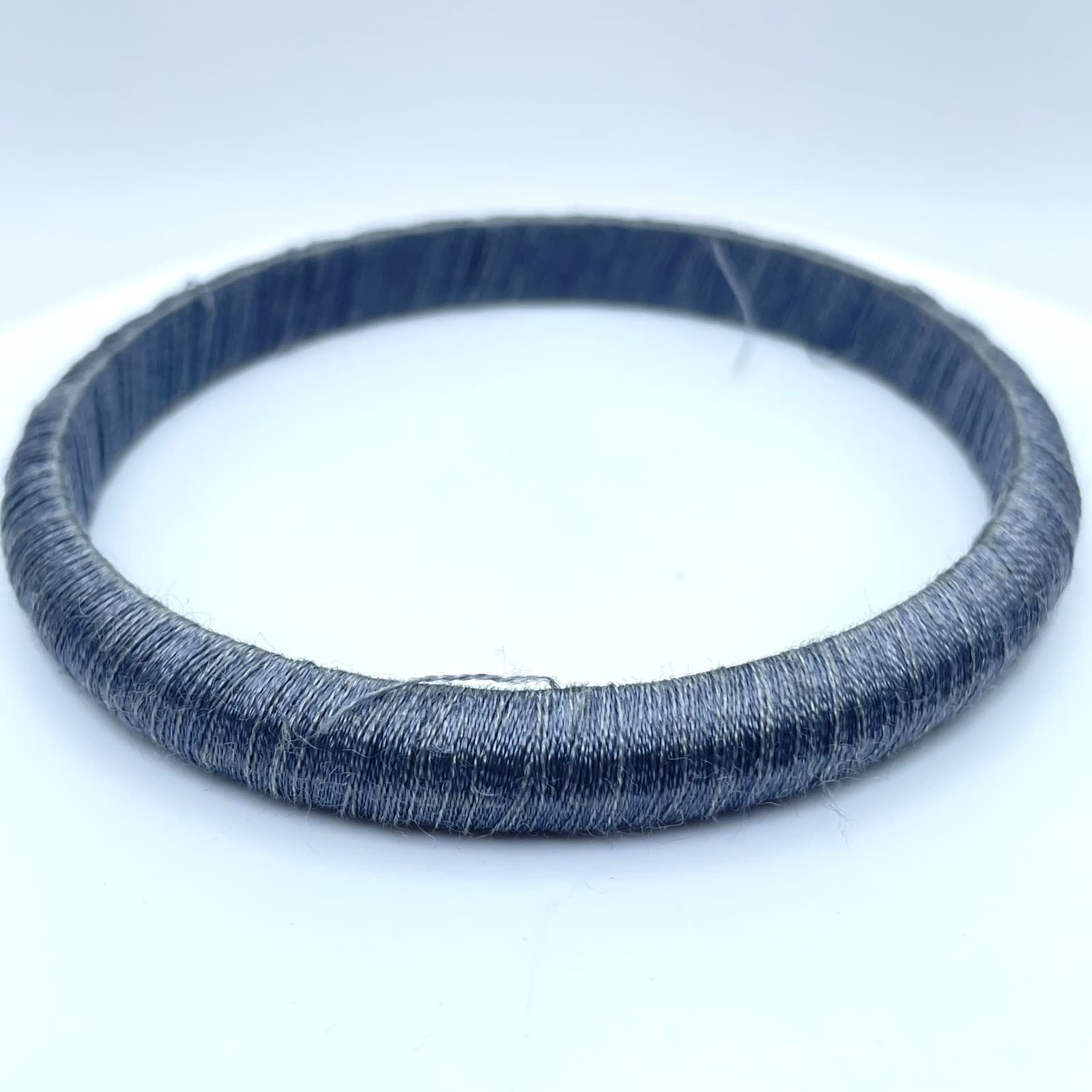 Lot of 3 Ethnic Bohemian Classic Silk Woven Thread Hand-Wrapped Slide Bangles - Thumbnail 2