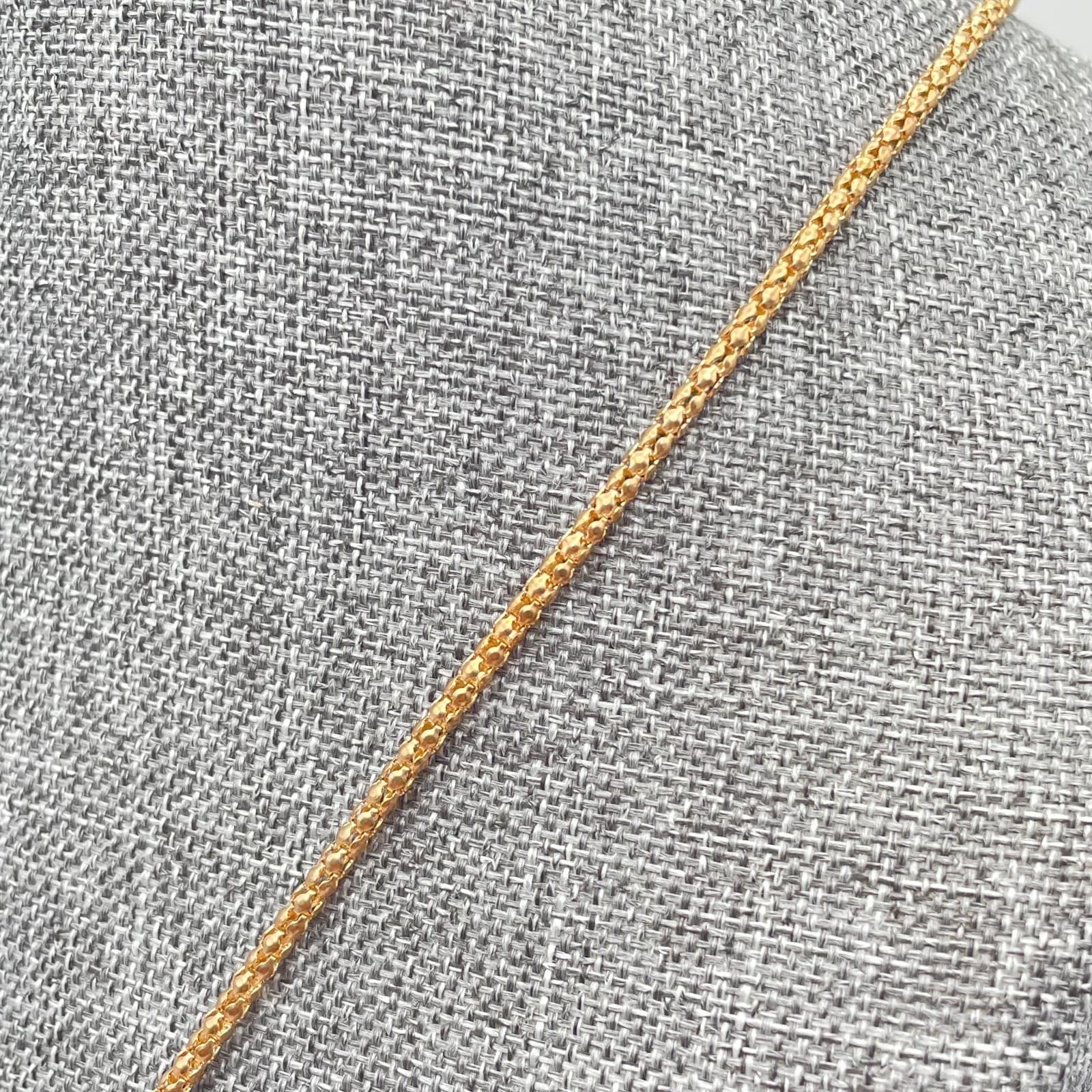 Gold-Tone Popcorn Chain Natural Brazilian Agate Slice Pendant Lobster Necklace - Thumbnail 6