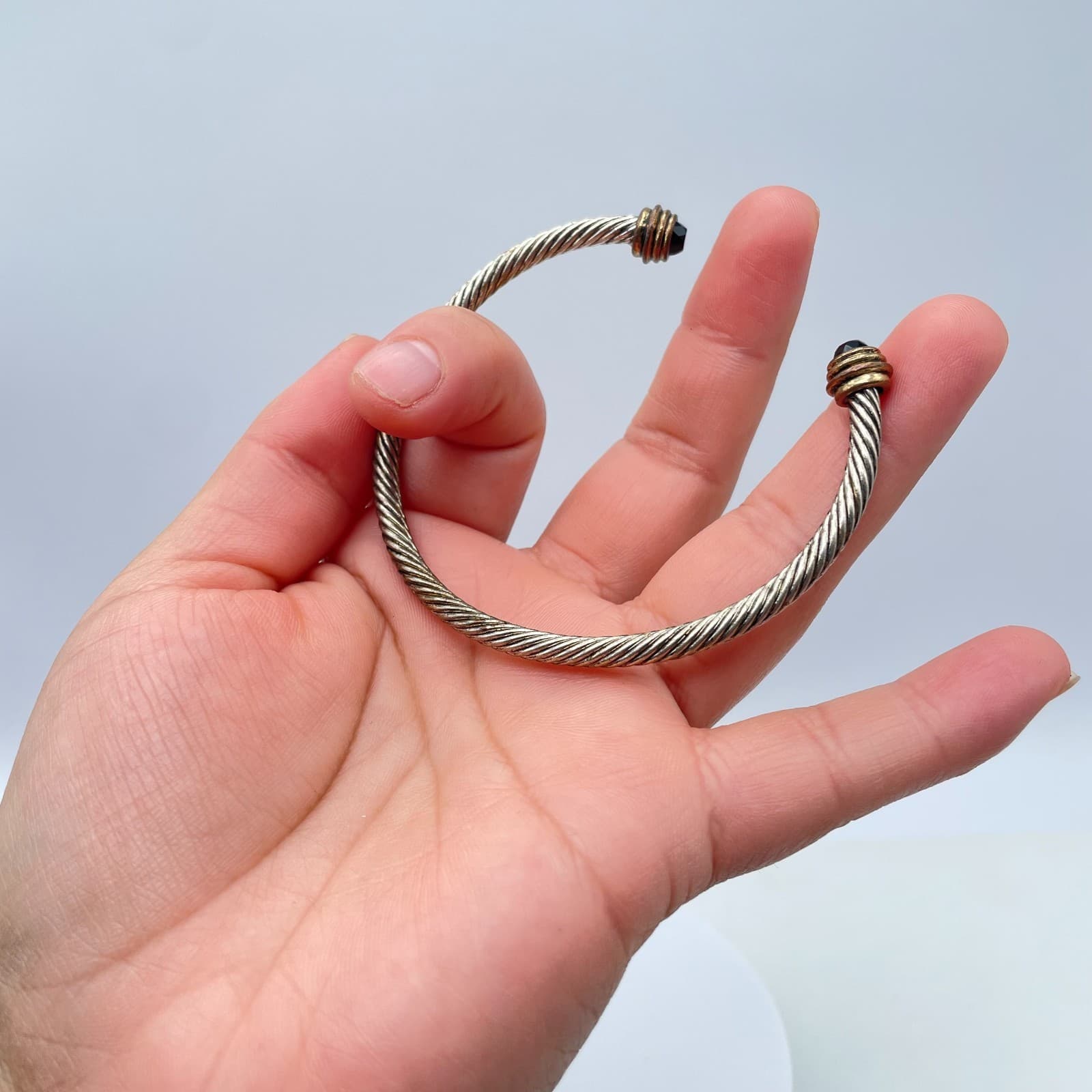 VTG Gold-Tone Adjustable Classic Engraved Braided Twisted Cable Cuff Bracelet - Thumbnail 10