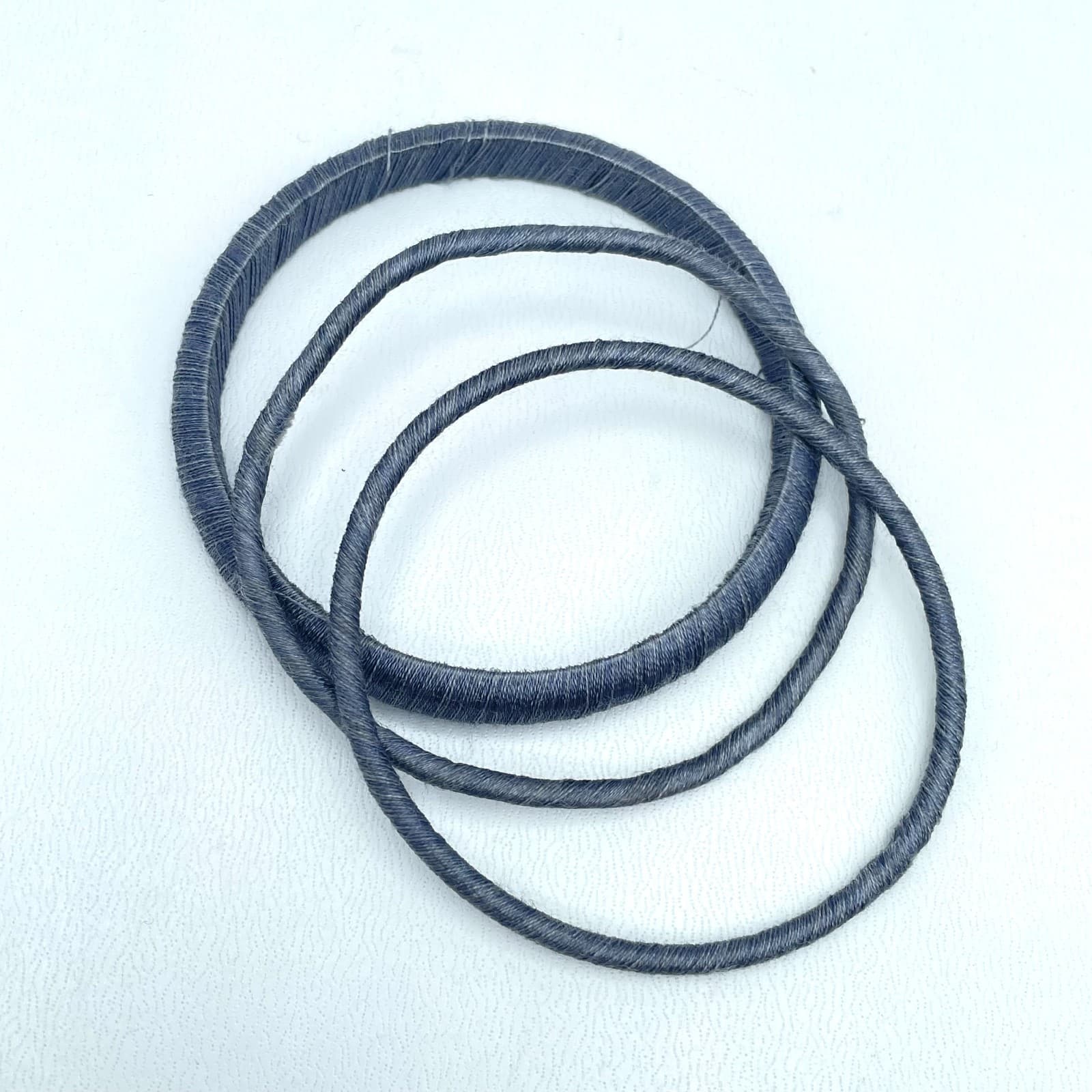 Lot of 3 Ethnic Bohemian Classic Silk Woven Thread Hand-Wrapped Slide Bangles - Image 1