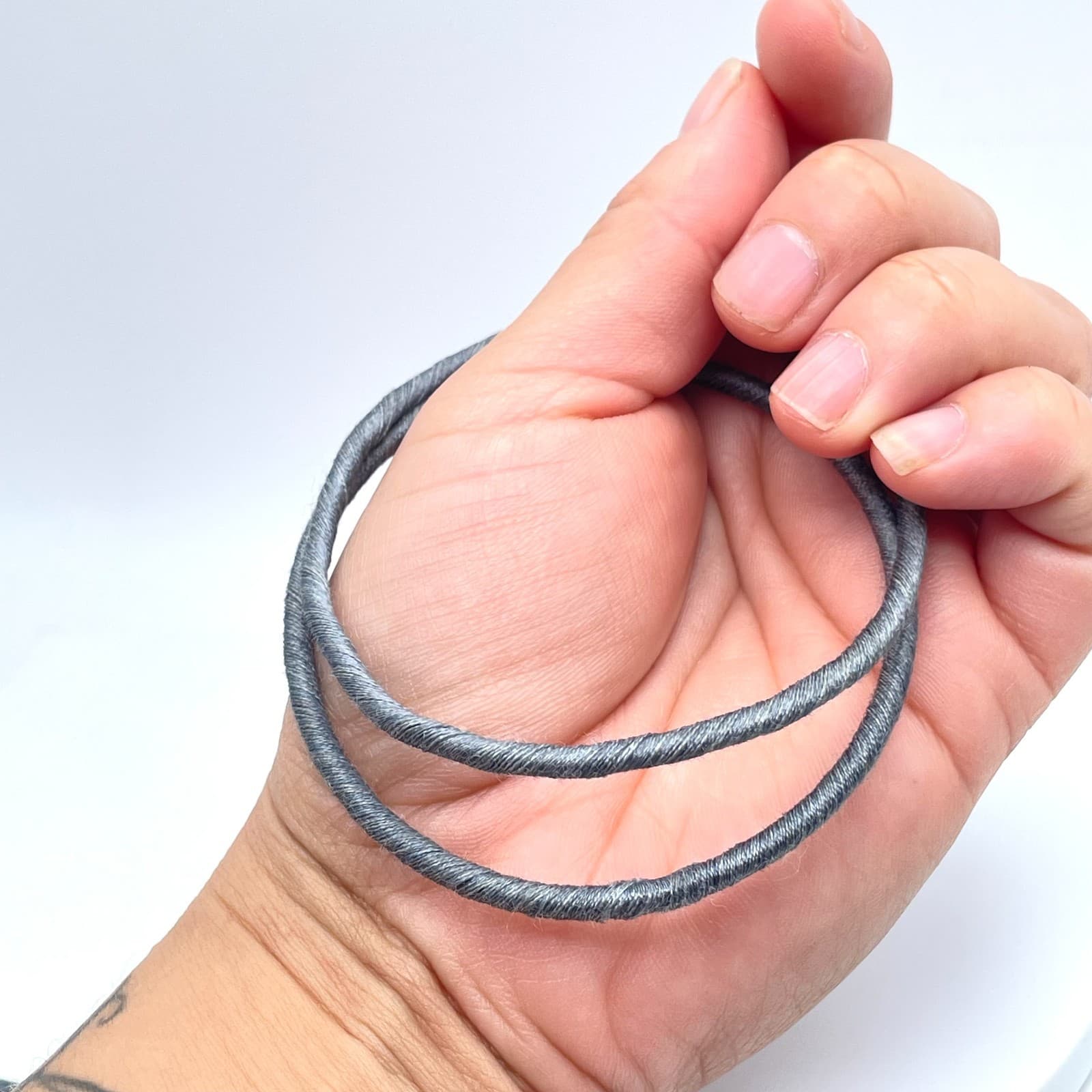 Lot of 3 Ethnic Bohemian Classic Silk Woven Thread Hand-Wrapped Slide Bangles - Thumbnail 7