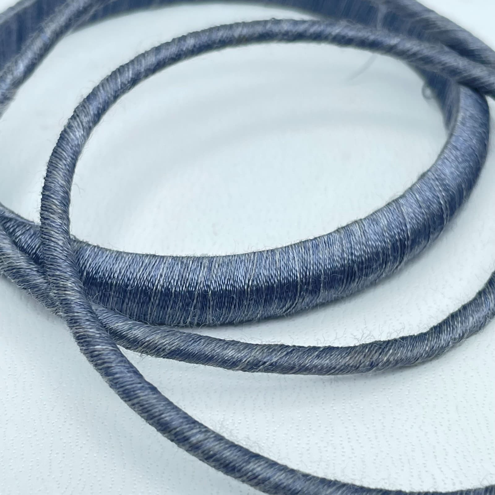 Lot of 3 Ethnic Bohemian Classic Silk Woven Thread Hand-Wrapped Slide Bangles - Thumbnail 9