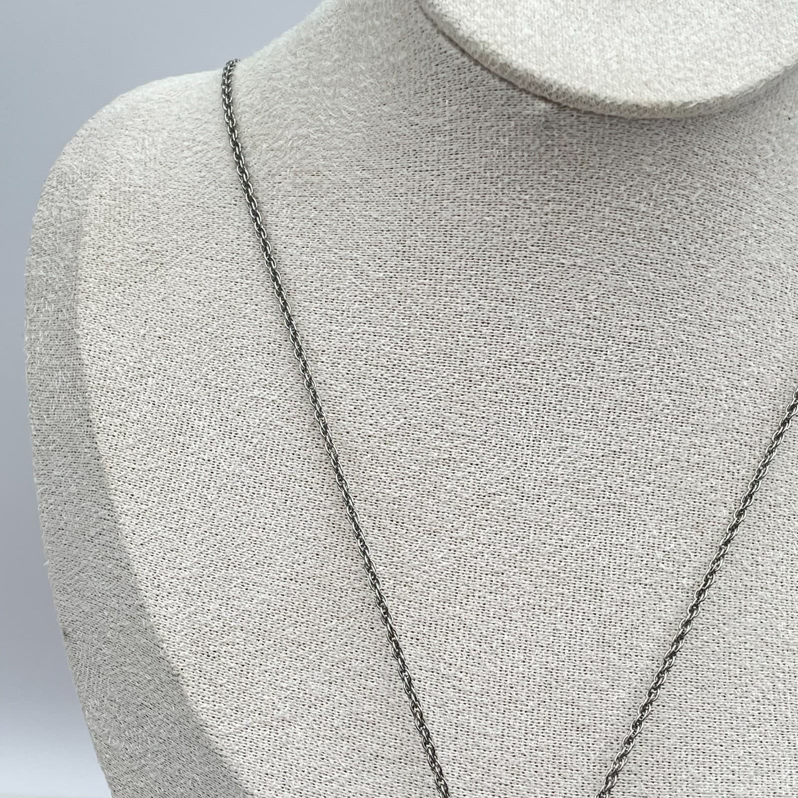 Vintage Silver-Tone Fashion Pave Statement Elongated Albion Pendant Necklace - Thumbnail 4