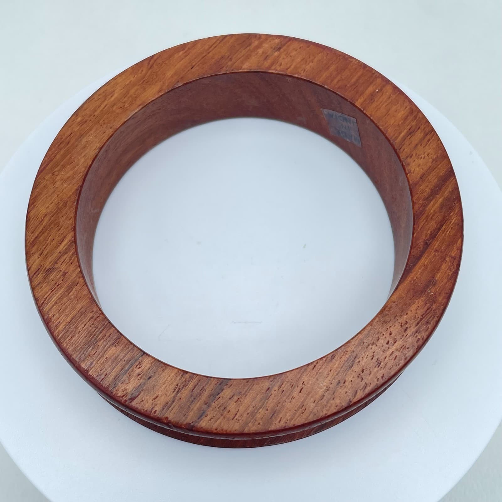 Vintage Gold-Tone Safari Classic Boho Wood Floral Filigree Bangle Bracelet - Thumbnail 2