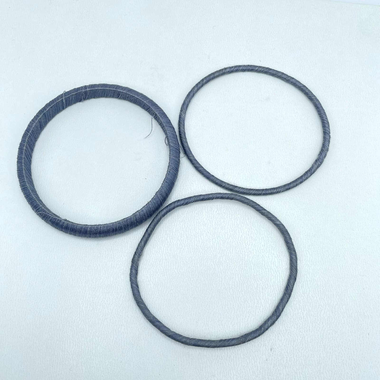 Lot of 3 Ethnic Bohemian Classic Silk Woven Thread Hand-Wrapped Slide Bangles - Thumbnail 8