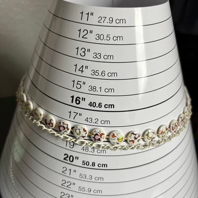 Vintage White Cloisonné Confetti Disc Beads Necklace Double Strand Chain Layered - Thumbnail 7