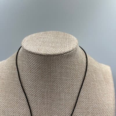 Vintage Abalone Shell Pendant Necklace Round Iridescent Disc Black Cord Classic - Thumbnail 3