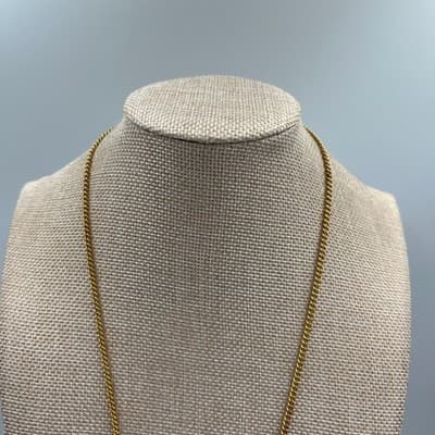 Vintage Gold Tone Abstract Swirl Pendant Necklace Large Round Cutout Statement - Thumbnail 3