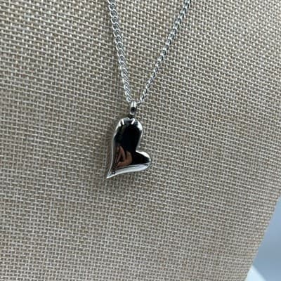 Vintage Swarovski Heart Pendant Necklace Silver Tone Engrave Forever In My Heart - Thumbnail 3