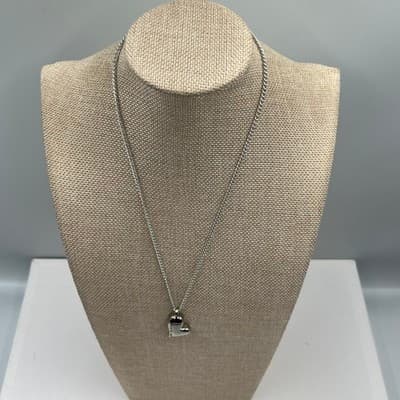 Vintage Swarovski Heart Pendant Necklace Silver Tone Engrave Forever In My Heart - Thumbnail 6