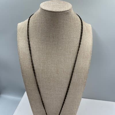 VTG Large Round Pendant Necklace Amber Tone Rhinestone Filigree Antique Style - Thumbnail 2