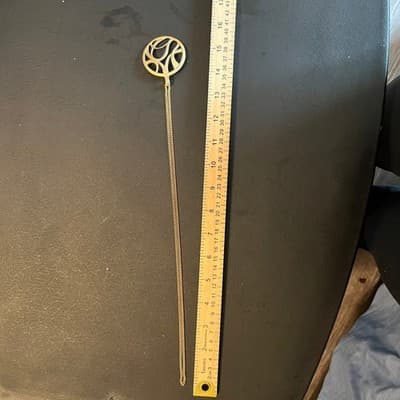 Vintage Gold Tone Abstract Swirl Pendant Necklace Large Round Cutout Statement - Thumbnail 8