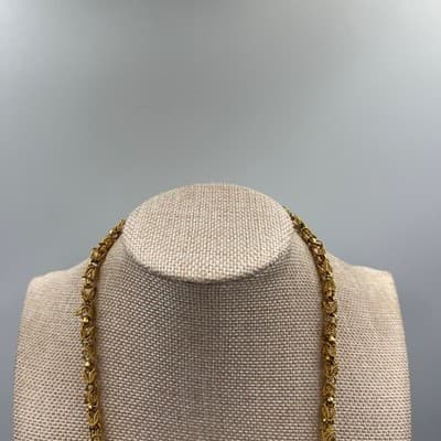 Vintage Gold Tone Textured Link Chain Necklace 25" Twisted Rope Style Fashion - Thumbnail 2