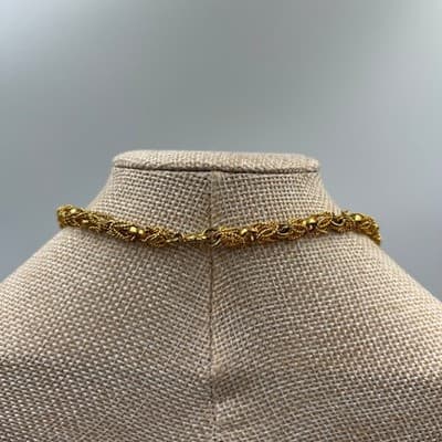 Vintage Gold Tone Textured Link Chain Necklace 25" Twisted Rope Style Fashion - Thumbnail 7