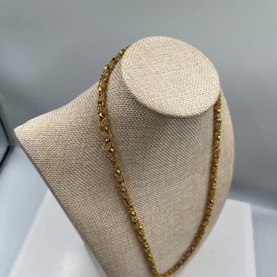 Vintage Gold Tone Textured Link Chain Necklace 25" Twisted Rope Style Fashion - Thumbnail 6