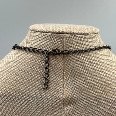 Vintage Turquoise Style Beaded Charm Necklace Bronze Tone Cross Tassel Pendant - Thumbnail 8