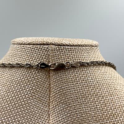 Vintage Silver Tone Ornate Pendant Necklace Floral Scroll Chain Italian Made 18" - Thumbnail 7