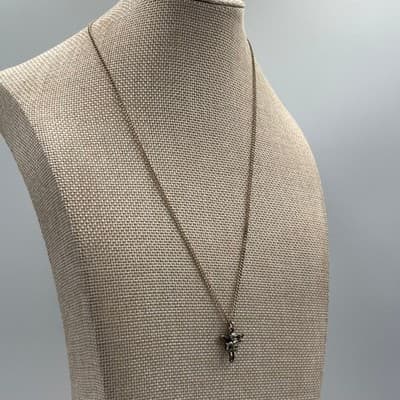 Vintage Gold Tone Angel Cherub Pendant Necklace Dainty Chain Minimal Jewelry - Thumbnail 6