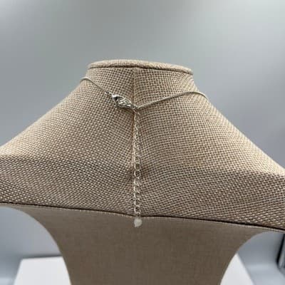 Vintage Silver Tone Purple Oval Stone Necklace Rhinestone Halo Adjustable Chain - Thumbnail 7