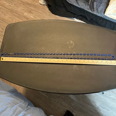 Vintage Long Blue Beaded Necklace Double Strand Faceted Acrylic Fashion Classic - Thumbnail 7