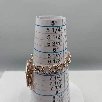 Vintage Guess Gold Tone Charm Bracelet Heart Tassel Rhinestone Initial G Chain - Thumbnail 6