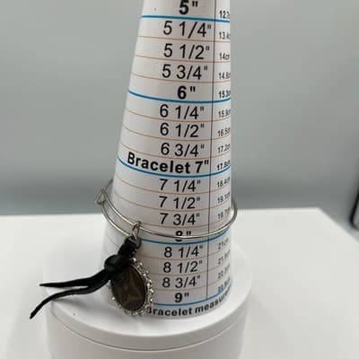 Vintage Repurposed Designer-Inspired Monogram Charm Bangle Bracelet Rhinestone - Thumbnail 7